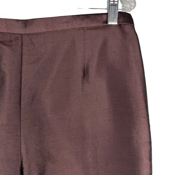 Coldwater Creek Silk Flat Front Side Zip Pants Brown 10 Lined New - Picture 11 of 14